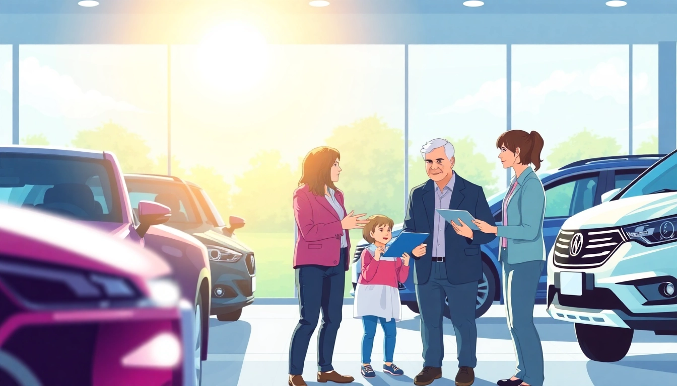Discussing bumper to bumper extended warranty options at a car dealership, showcasing trust and assurance.
