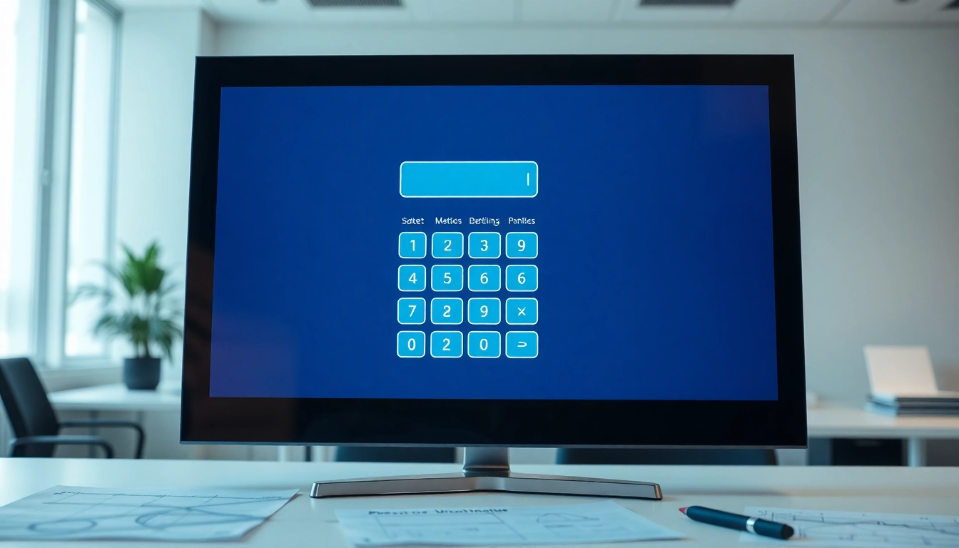 Use frame calculator to accurately determine frame measurements in a modern office.
