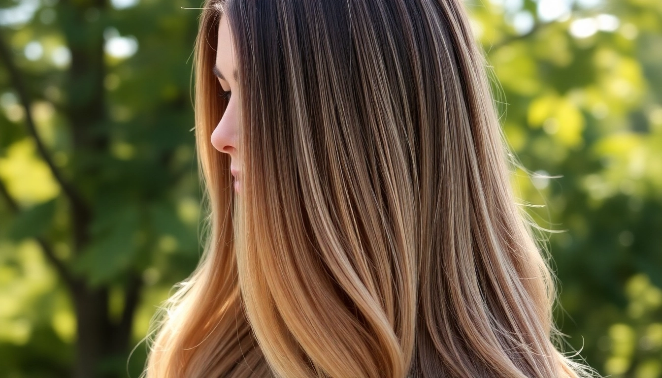 Model demonstrating invisi edge clip in hair extensions in a natural outdoor setting, showcasing seamless beauty.