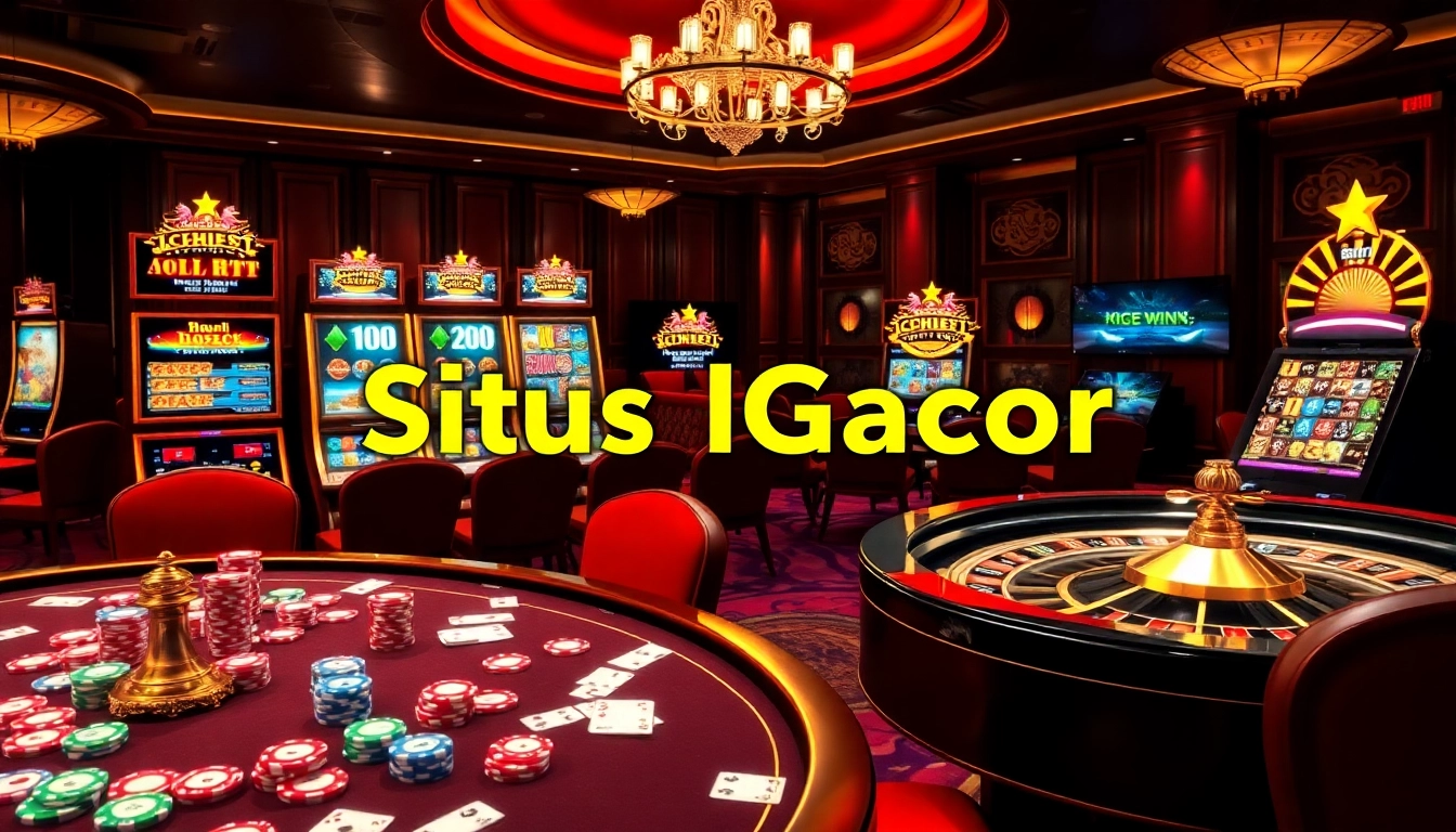 Experience thrills at Situs Slot Gacor with exciting poker chips and vibrant slot machines in a luxurious casino setting.