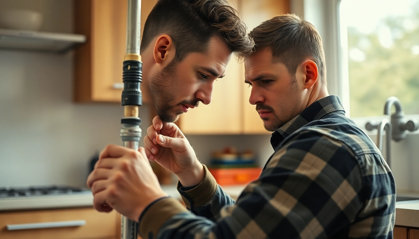 Bristol plumber efficiently repairing a leak in a contemporary kitchen space.