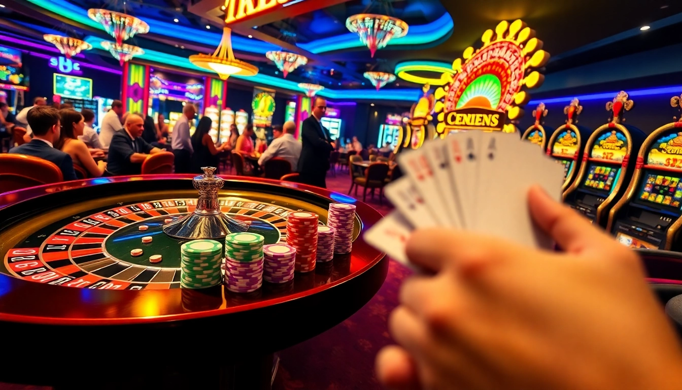 Exciting casino atmosphere with KJC AC 2, vibrant roulette table and dealers