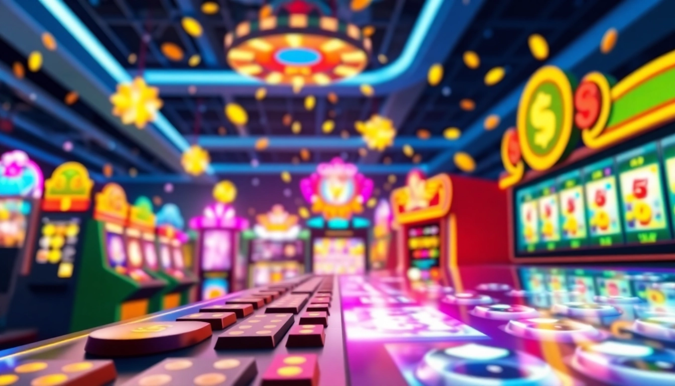 Menampilkan bandar toto dengan antarmuka permainan slot dan lotere yang penuh warna dan interaktif.