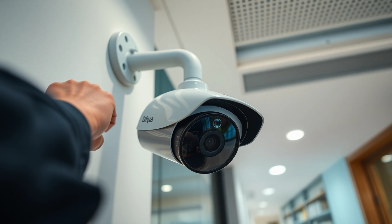 Instalación de Cámaras Dahua en un entorno de seguridad profesional, destacando tecnología avanzada.