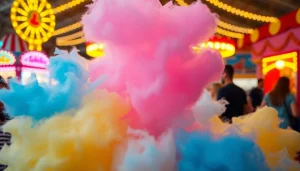 Geniet van de wafel katoen met levendige kleuren en een feestelijke sfeer.