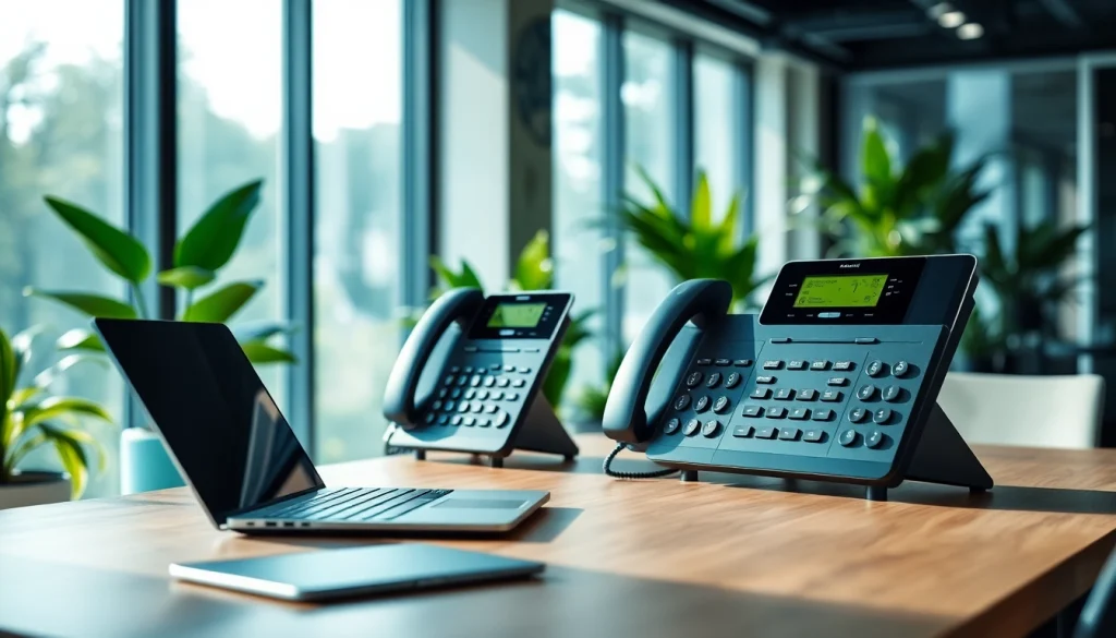 Showcasing modern uk phone systems in a vibrant office space with natural light.