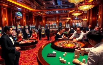 Experience the thrill of winning at 79king Casino with vibrant players at roulette and poker tables.