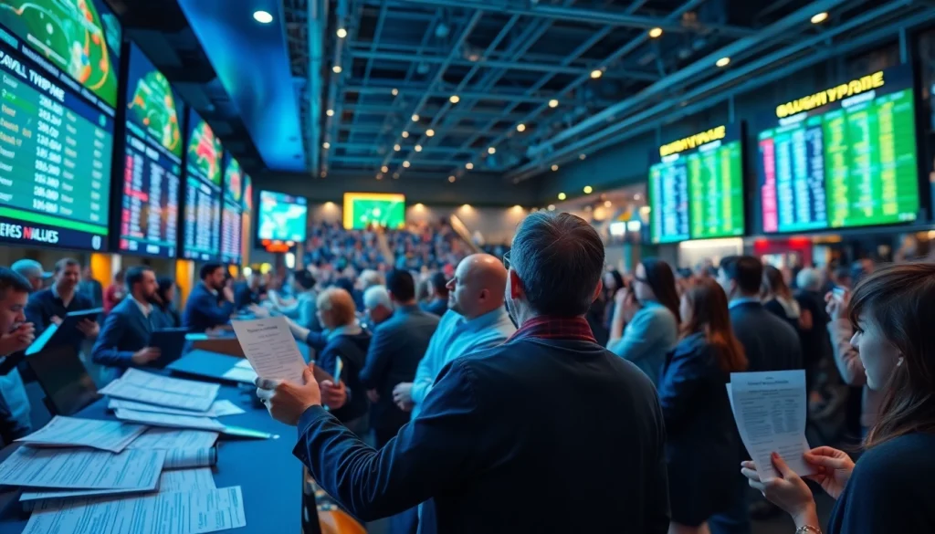 Menampilkan taruhan toto resmi di venue olahraga dengan aksi dan semangat tinggi.