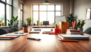 Discover quality office stationery uk items on a stylish desk, showcasing diverse supplies.