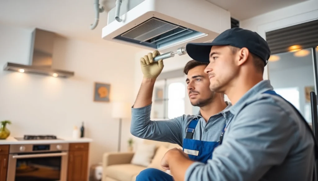 Enhance comfort with professional service from https://nobleheatingairservices.com showcasing HVAC technicians at work.