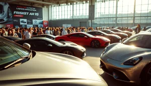 Experience the excitement at the Auto Cars Show with diverse vehicles and enthusiastic crowds in view.