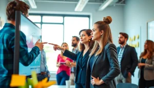 79king digital marketing team collaborating on innovative strategies in a vibrant workspace.