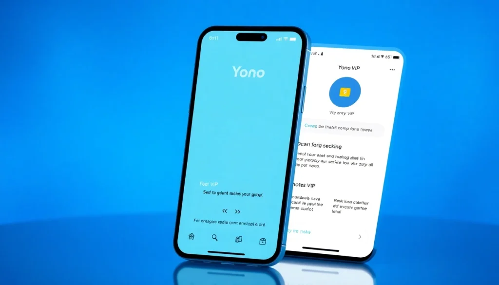 Explore Yono VIP features through an interactive digital banking interface design, highlighting user-friendly navigation.