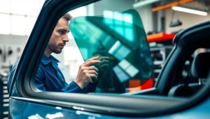 Expert back window replacement by a professional mechanic in a bright workshop, ensuring quality service.