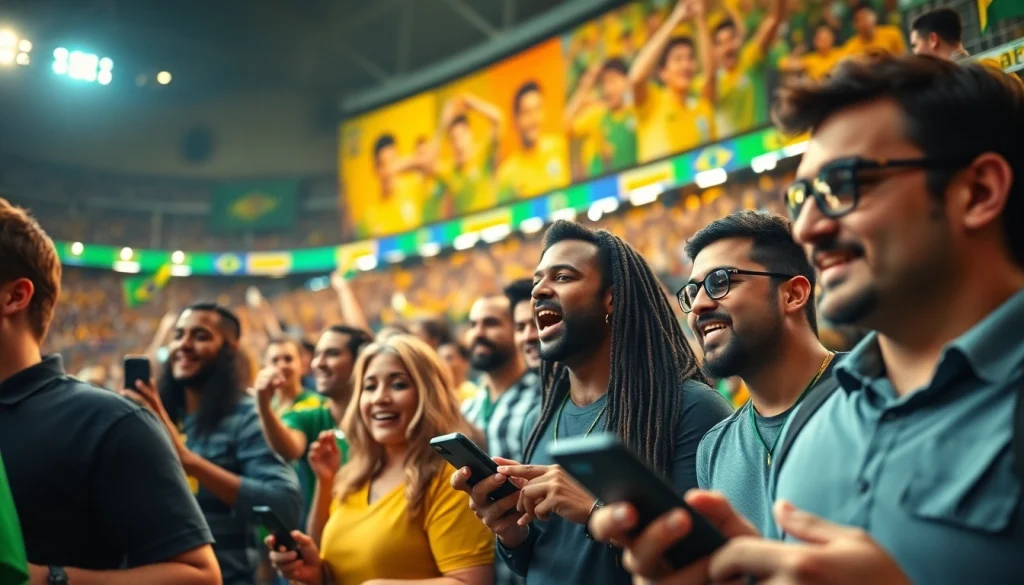 Engaging fans in sports betting Brazil while cheering at a vibrant stadium event.