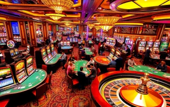 Experience the vibrant gambling world of KJC AC 1 with players enjoying casino tables and slot machines.