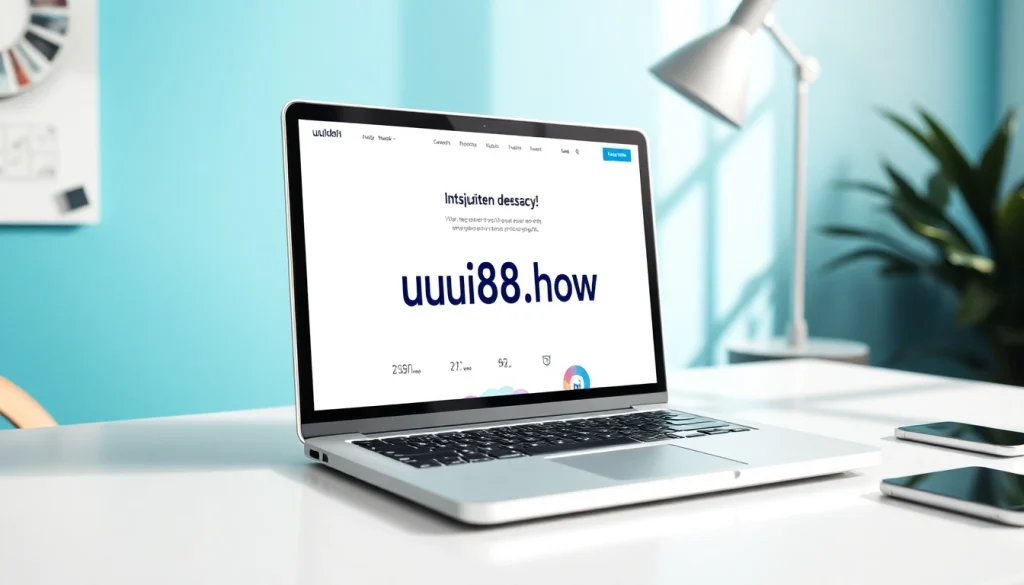 Engaging design of the website https://uu88.how/ on a laptop in a bright workspace.