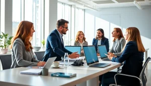 Quickplus Business Consultants engaging in a strategic meeting in a modern office.