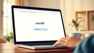 Securely logging into new88 đăng nhập with a laptop in a cozy workspace setting.