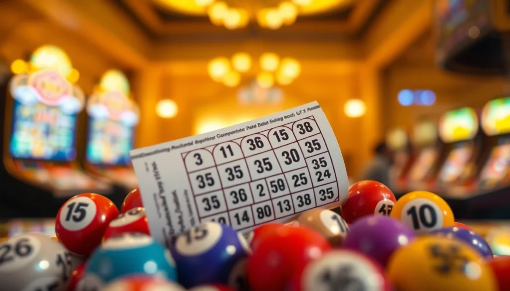 Memenangkan permainan link togel dengan tiket undian dan bola warna-warni yang menarik.