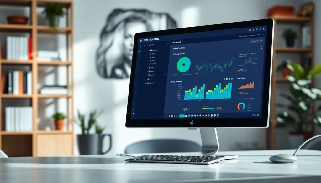 Engaging workspace showcasing an active smm panel with vibrant analytics and user engagement data.