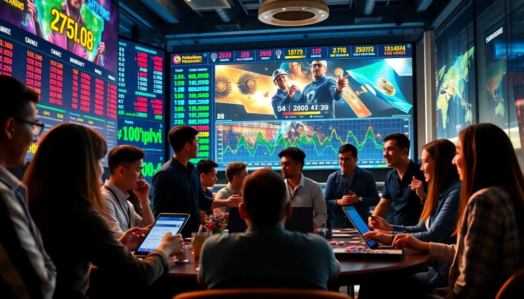 Menggambarkan pengalaman togel online yang dinamis dengan pemain terlibat dalam permainan angka.