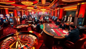 Experience the excitement of 여기여 in a luxurious casino with roulette, poker, and slot machines.
