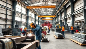 Skilled workers crafting in a steel fabrication shop, highlighting expertise in metalworking.