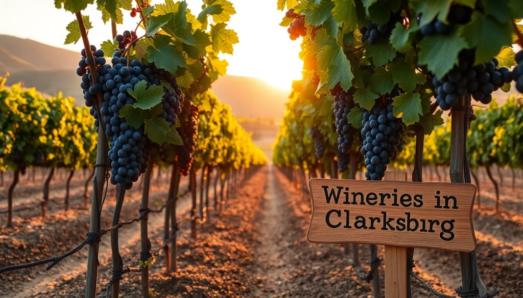 Enjoy picturesque vineyards in Clarksburg with ripe grapes ready for harvesting.