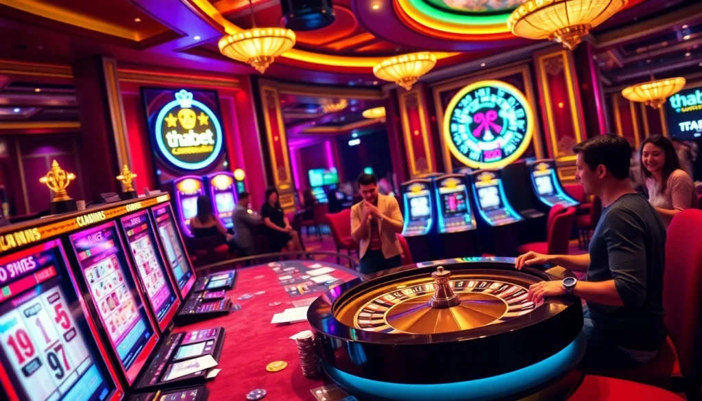 Players enjoying an exciting gaming experience at Thabet's luxurious casino tables.