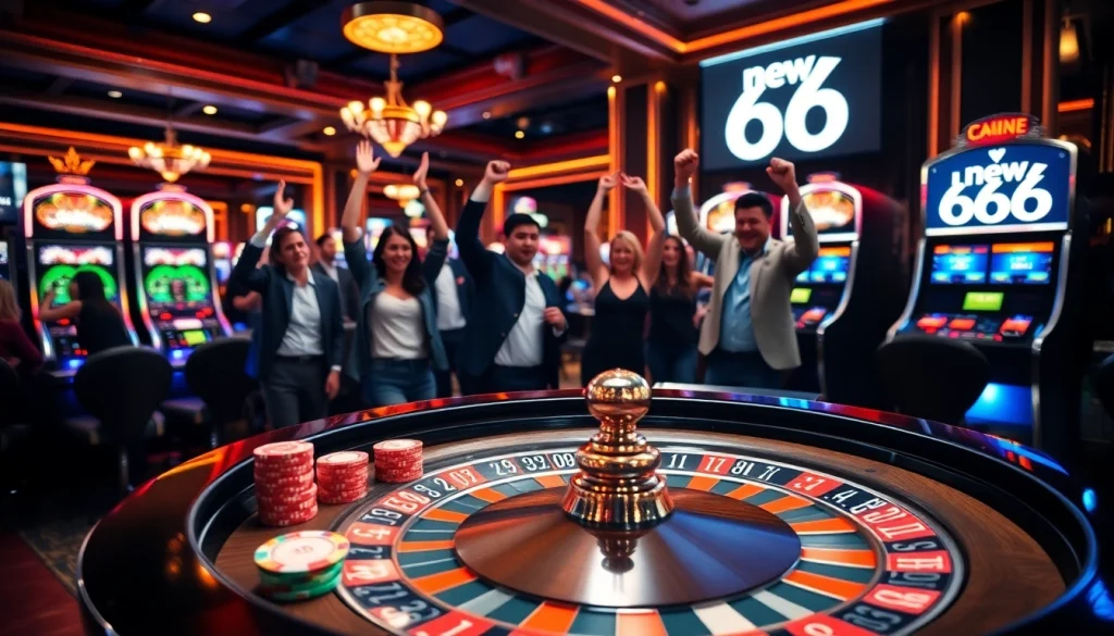 Experience the thrill of the new 66 gaming scene with colorful chips and vibrant casino tables.