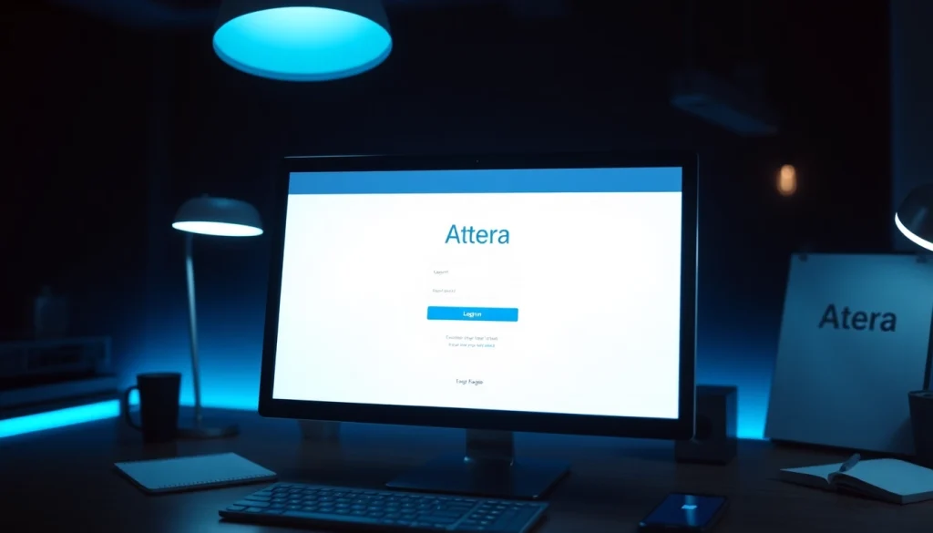 Atera login screen displayed on a computer, showcasing secure access features.