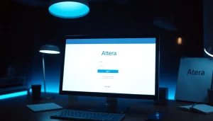 Atera login screen displayed on a computer, showcasing secure access features.