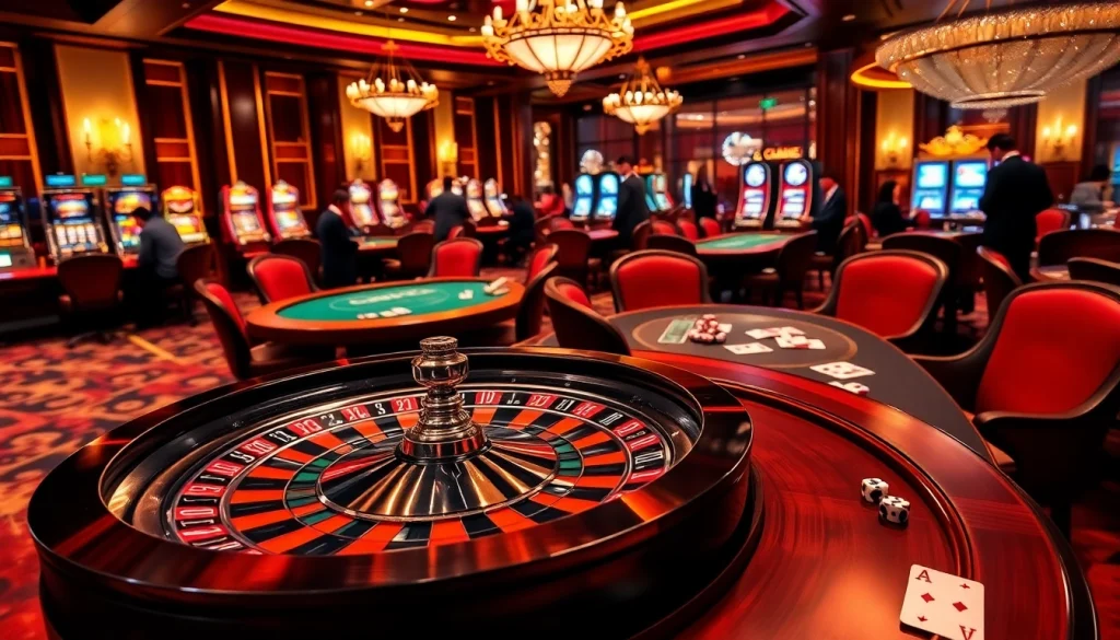 Experience the thrill of winning at obraltoto with vibrant casino tables and luxurious roulette wheels.