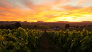 Experience the beauty of clarksburg wineries with scenic vineyards and golden sunset.