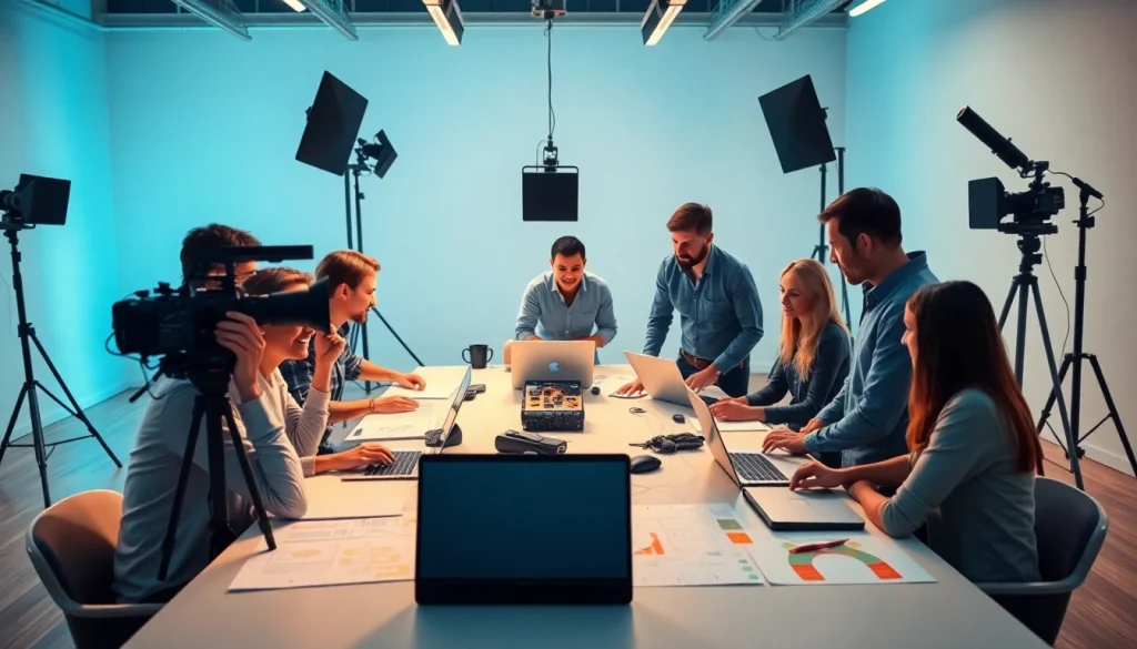 Engaged team at a Creative Video Production Agency collaborating on innovative projects.