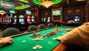 Experience the thrill of MM 88 with vibrant casino games and an engaging dealer.