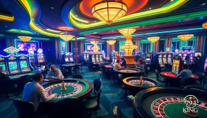 Players enjoying games and celebrating wins at 79king casino tables, showcasing luxury and excitement.