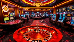 Experience the excitement of rr88 with vibrant casino tables, colorful chips, and lively players.