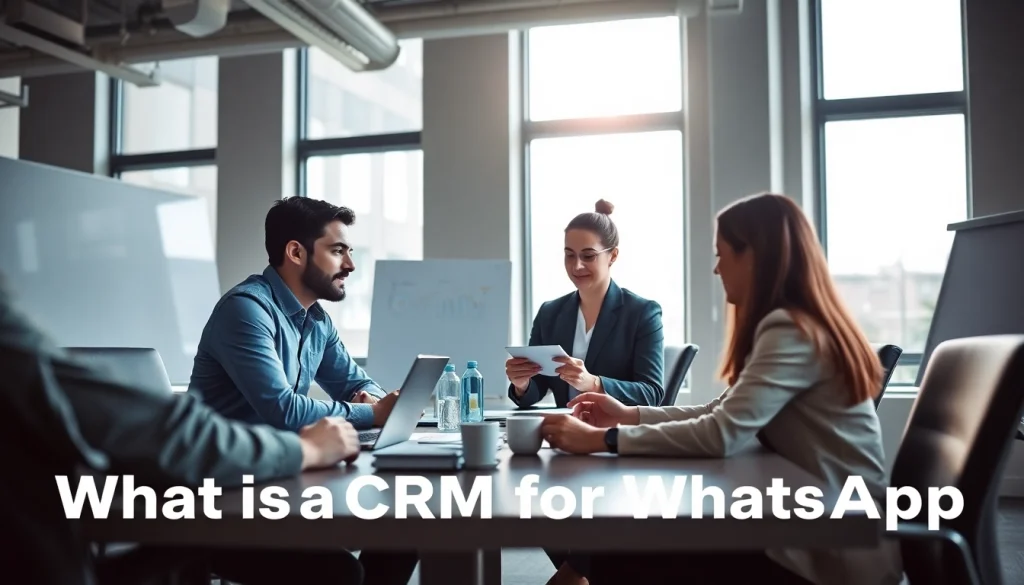 Understand What is a CRM for WhatsApp during a professional team discussion.