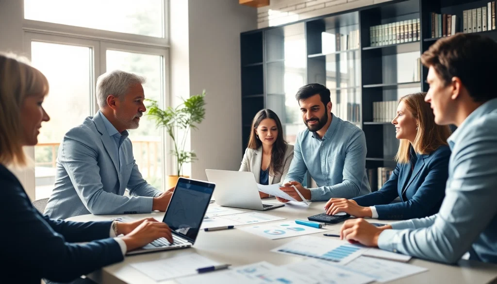 Professional SMSF auditor consulting with clients in a modern office.
