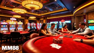 Experience the excitement of MM88 with players enjoying diverse casino games and vibrant atmosphere.