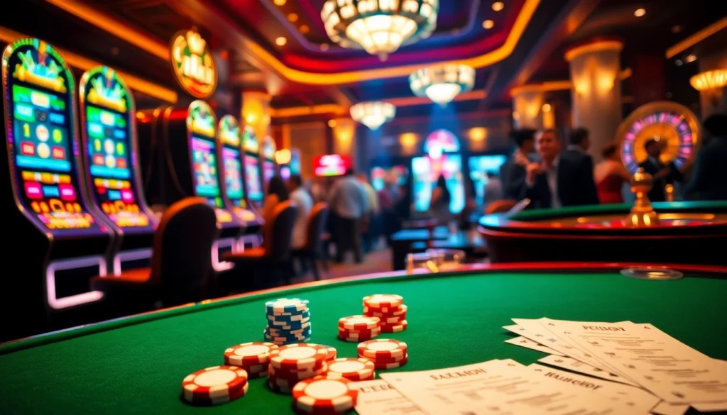 Experience excitement with slot depo 5k at a luxurious casino scene featuring vibrant slot machines.