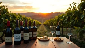 Sample of wines at a Winery Sacramento, showcasing local vineyards and sunset ambiance.