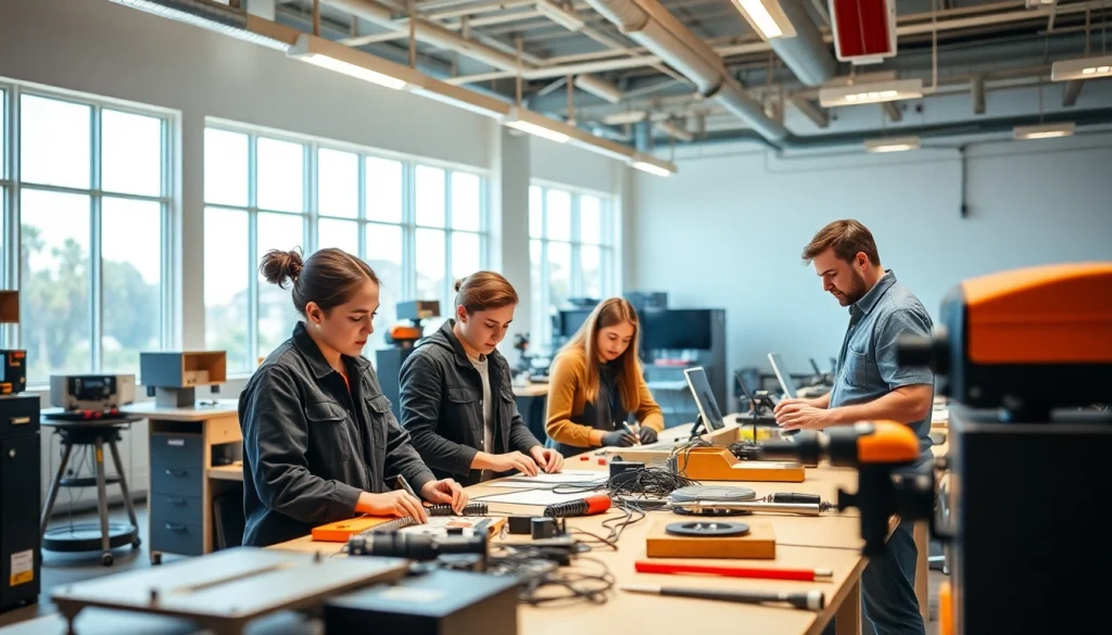 Students at trade schools in southern California actively participating in hands-on training.