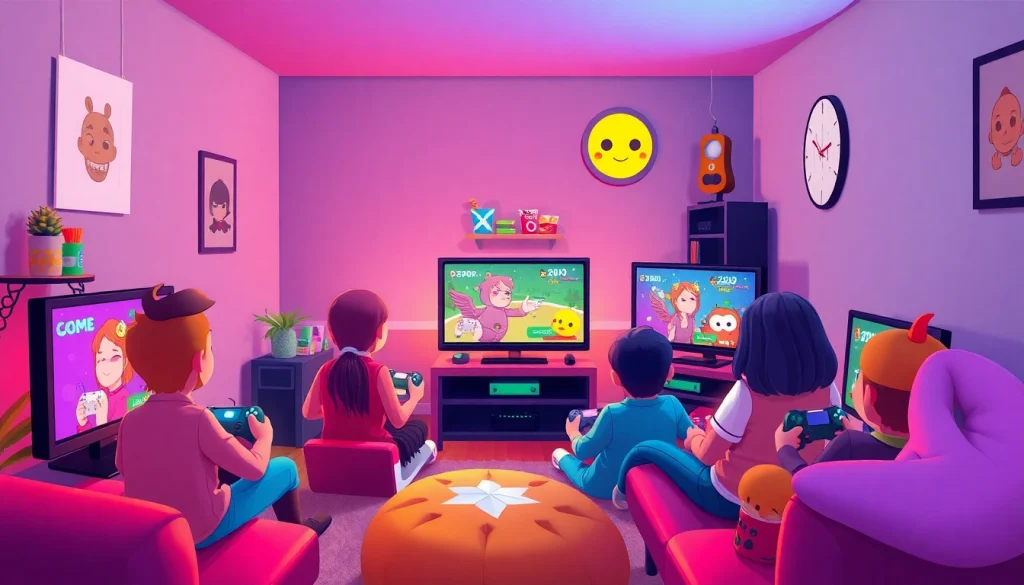 Engaging scene of players enjoying html porn games in a cozy gaming room.