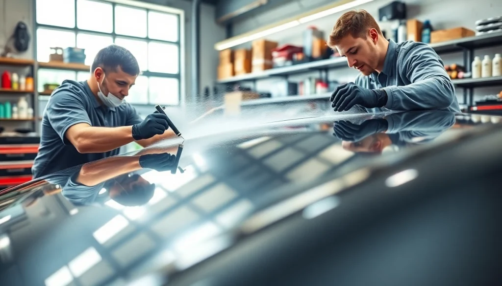 Applying ceramic coating Chattanooga on a sleek car highlights the professionalism and quality of the service.
