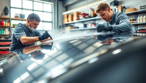 Applying ceramic coating Chattanooga on a sleek car highlights the professionalism and quality of the service.