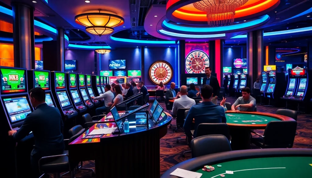 Experience thrilling MK8 betting action with vibrant casino tables and excited players.