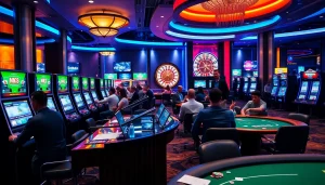 Experience thrilling MK8 betting action with vibrant casino tables and excited players.